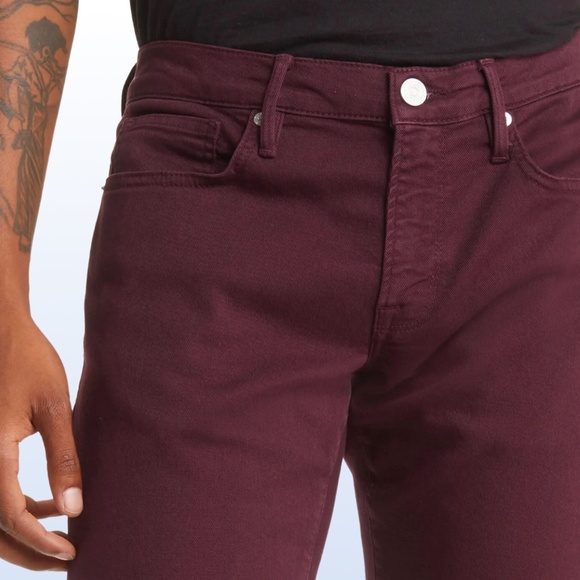 FRAME Men's L'Homme Slim Fit Jeans in Garage Maroon - 36 - Picture 7 of 14